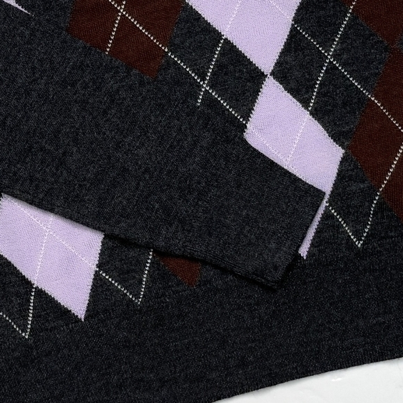 Self-Portrait Grey Argyle Lightweight Jumper - Picture 11 of 11